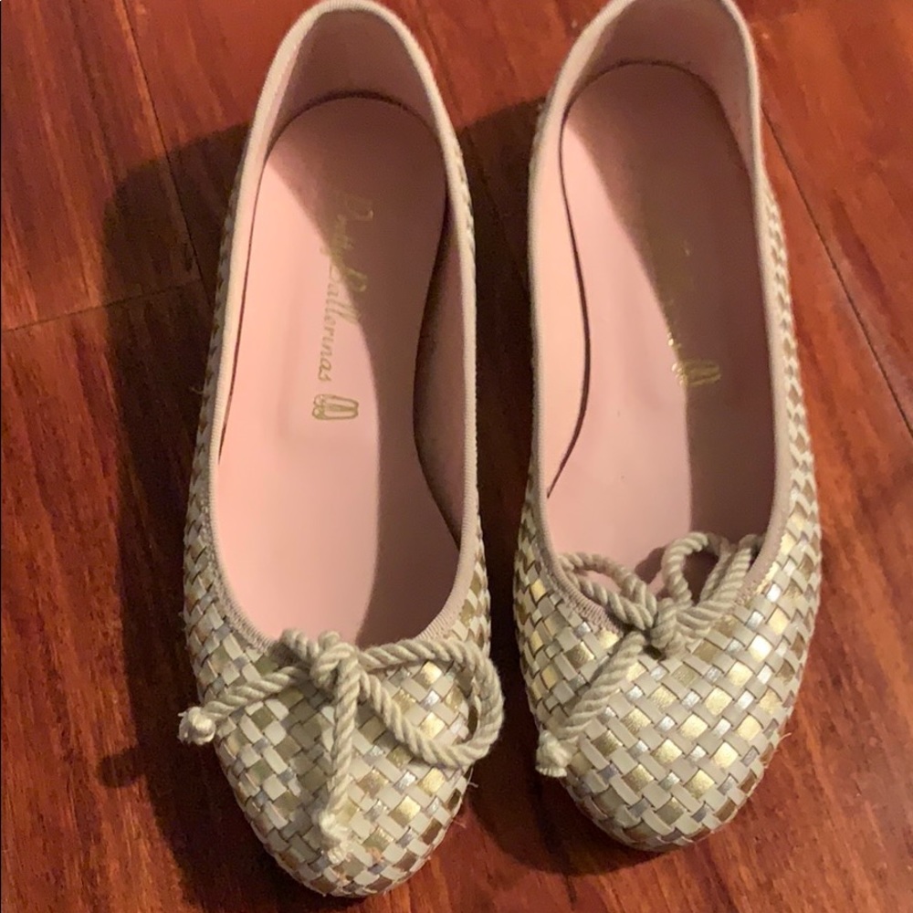 Silver gold white ballerina flat